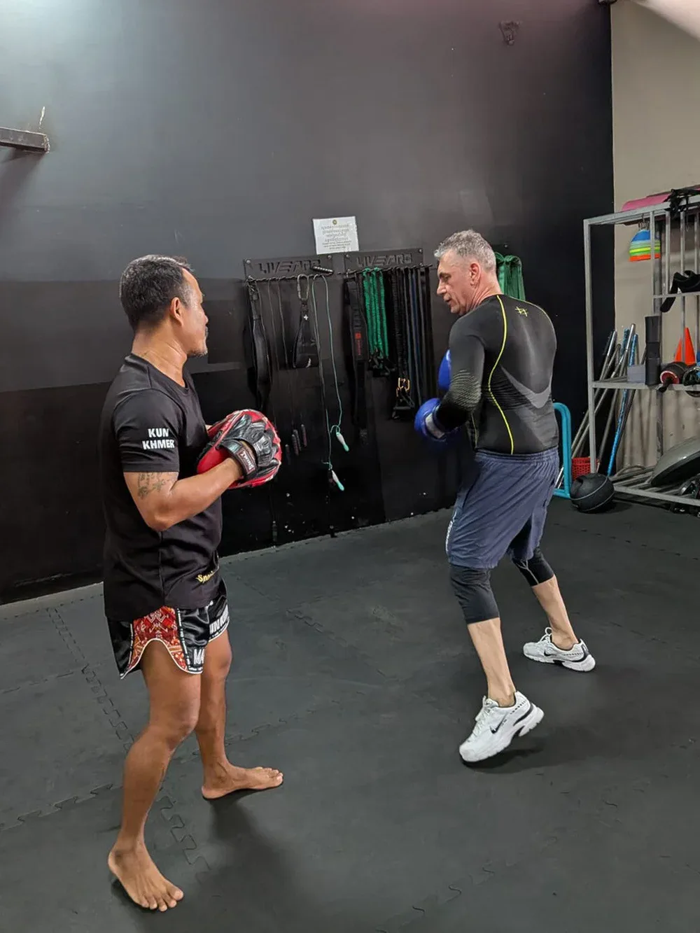 Khmer boxing training session at the retreat, morning